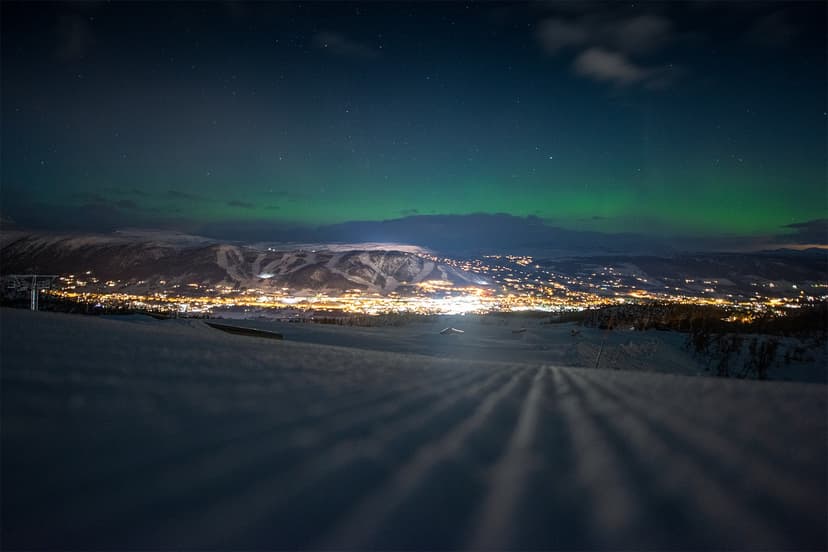 Northern lights over Geilo ski resort in Norway