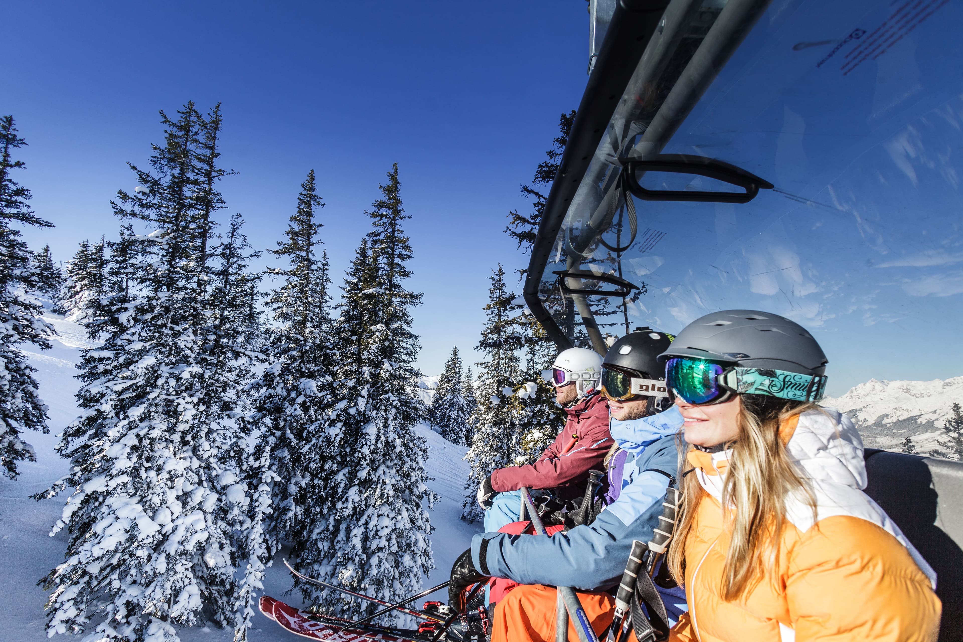 friends on a chairlift